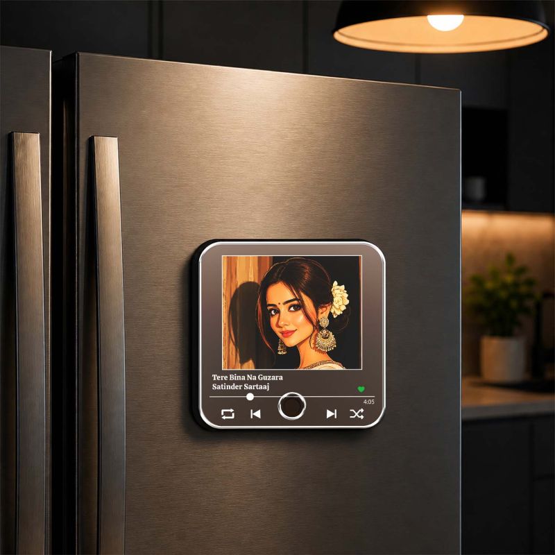 Birthday Gift for Wife Personalized Musical Fridge Magnet | Music Player Refrigerator Magnet Rechargeable Sound Magnet 1st for Wife